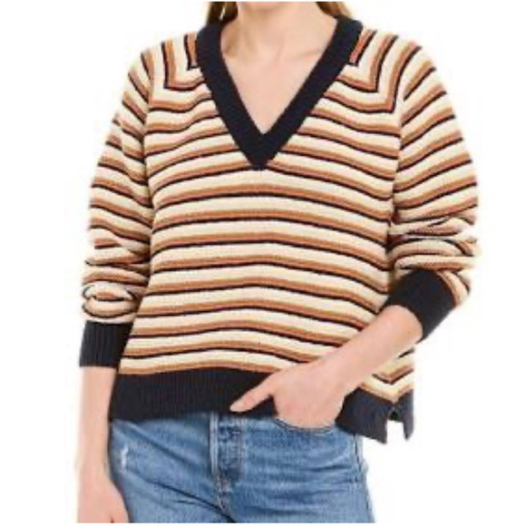 MadewellArden V-Neck Crop Pullover Sweater in Stripe - Picture 8 of 16